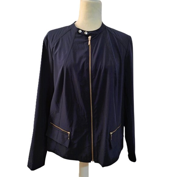 Chico's Zenergy Women's Soft Shell Full Zip Jacket Blue Long Sleeve top Sz 2 - Picture 4 of 8